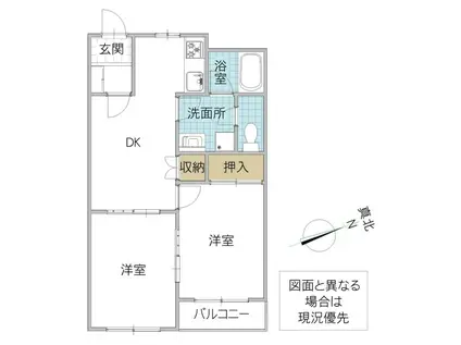 アイビス小絹B(2DK/3階)の間取り写真