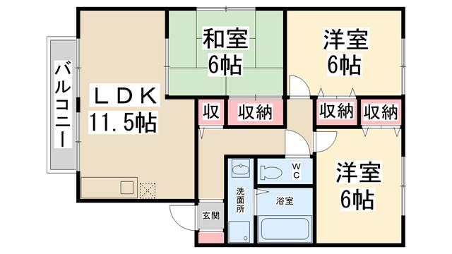 フィルグリーン(3LDK/1階)の間取り写真