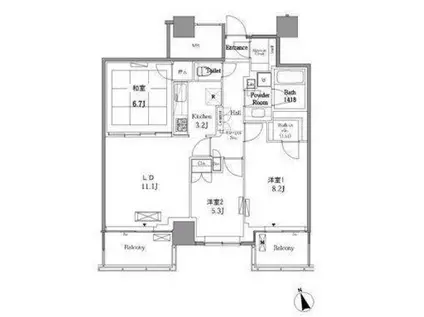 レジディアタワー目黒不動前(3LDK/24階)の間取り写真