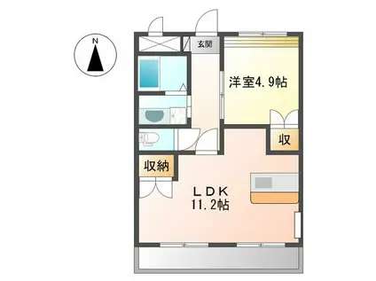 WISTERIA六条I(1LDK/2階)の間取り写真