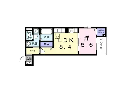 モンテリザイア紀和(1LDK/1階)の間取り写真