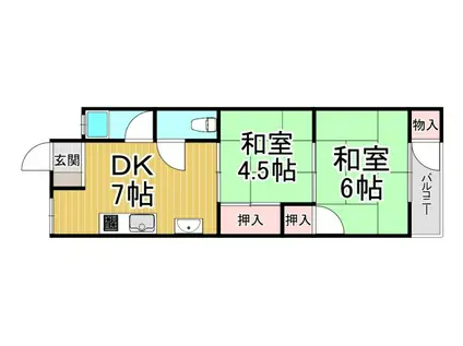 モリノブハイツ(2DK/4階)の間取り写真