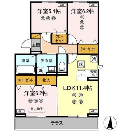 サリサ.J(3LDK/1階)の間取り写真