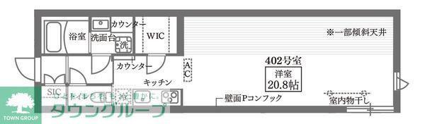 COCOCUBE GRANDE学芸大学(ワンルーム/4階)の間取り写真
