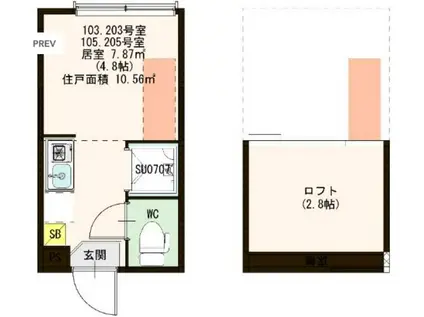 ハーモニーテラス仲宿III(ワンルーム/1階)の間取り写真