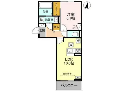 アザレア A(1LDK/3階)の間取り写真
