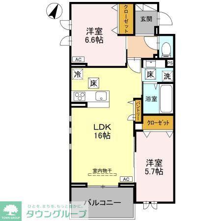 センカIII(2LDK/1階)の間取り写真