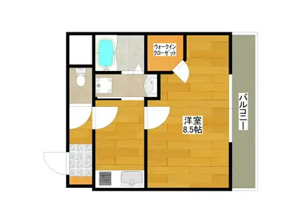 クリスタルマンション(1K/1階)の間取り写真