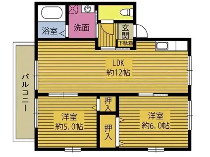 サンモール(2LDK/2階)の間取り写真