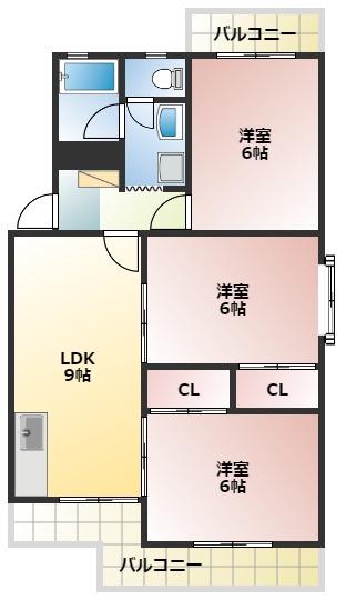 アビタシオン天王I(3DK/1階)の間取り写真