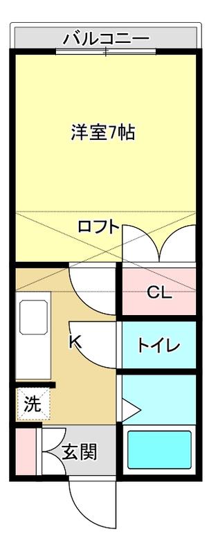 プラザ・ドゥ・ロゴス(1K/2階)の間取り写真
