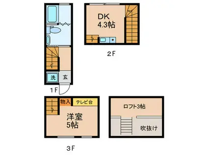 KOTONA(1DK/1階)の間取り写真