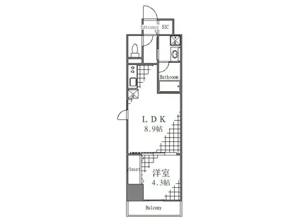LA BELJOUR 錦糸町(1LDK/4階)の間取り写真