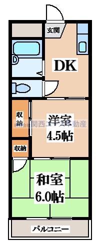 ジュネス石切(2DK/3階)の間取り写真