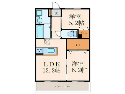 GRACEFUL中井(2LDK/3階)の間取り写真