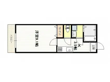 メゾン・エール・石内(1K/2階)の間取り写真