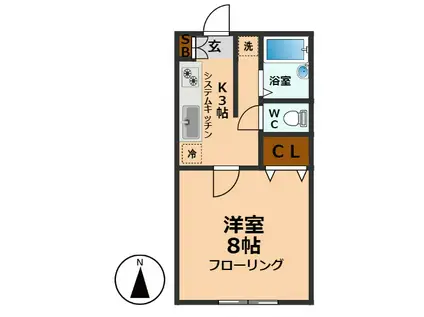 フィオーレハウス(1K/1階)の間取り写真