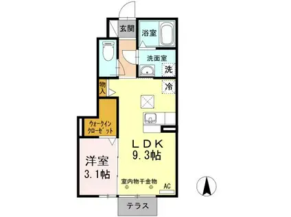 グランドゥール A(1LDK/1階)の間取り写真