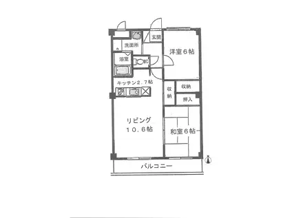 クイーンズタウンI(2LDK/1階)の間取り写真