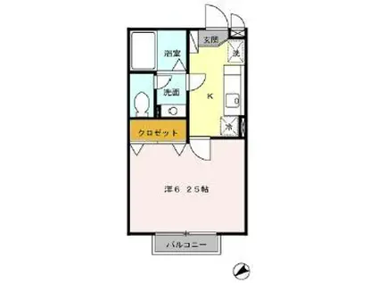 セーブル(1K/2階)の間取り写真