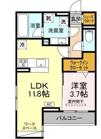 アメニティコート(1LDK/2階)の間取り写真