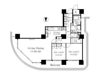 リバーポイントタワー(2LDK/23階)の間取り写真