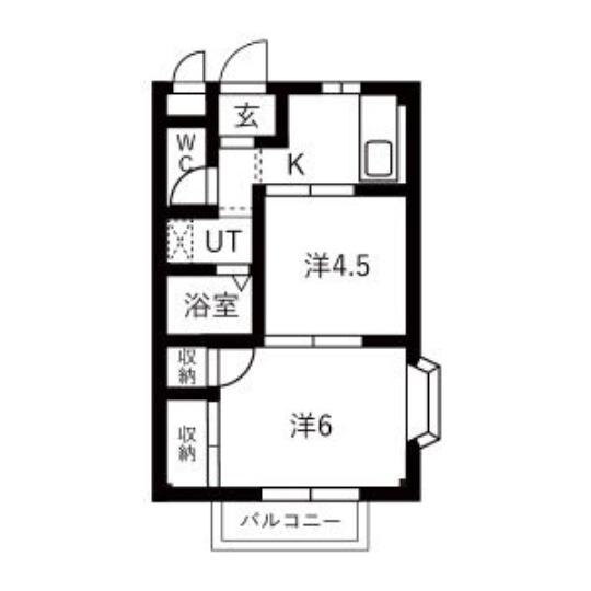 フェイスきたの(2K/2階)の間取り写真