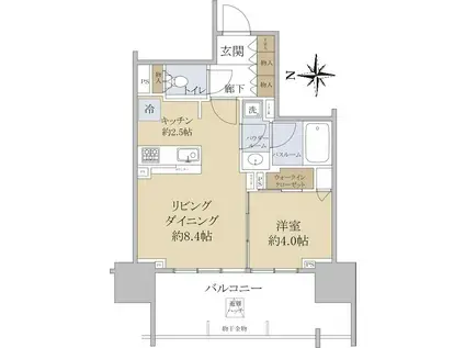 シティハウス浅草橋ステーションコート(1LDK/2階)の間取り写真