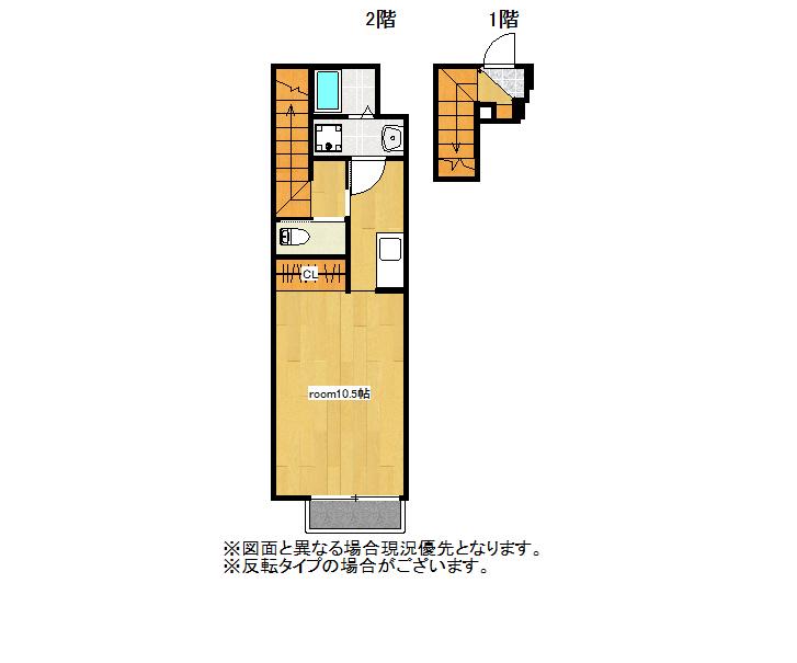 COLETTE八木山本町壱番館(ワンルーム/2階)の間取り写真