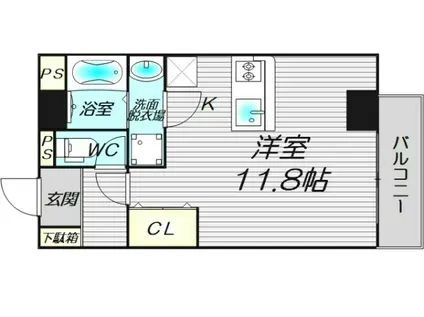 ルフレ堺(ワンルーム/4階)の間取り写真