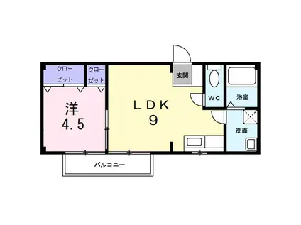 アーバンハイツ(1LDK/2階)の間取り写真