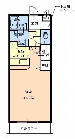 フジパレスコンフォートK(ワンルーム/2階)の間取り写真