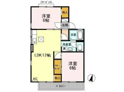 コーポシャロームB(2LDK/1階)の間取り写真