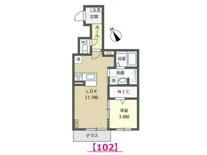 RAFFINE(1LDK/1階)の間取り写真
