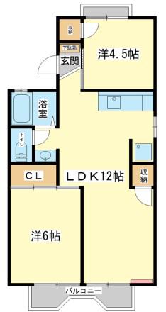 パレーシャル御立(2LDK/2階)の間取り写真