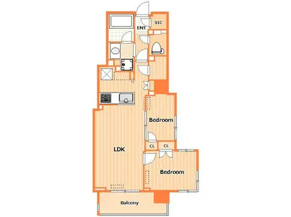 ラティエラ横濱大通公園(2LDK/5階)の間取り写真
