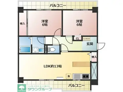 グリシーナ(2LDK/3階)の間取り写真