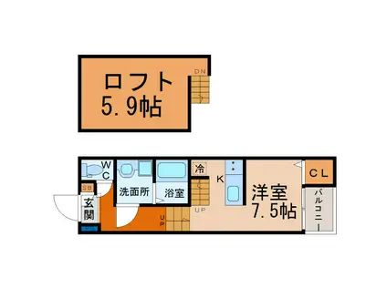 ARVITA(1K/2階)の間取り写真