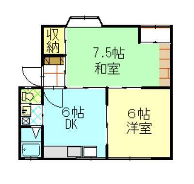 アーバンティ藤澤(2DK/2階)の間取り写真