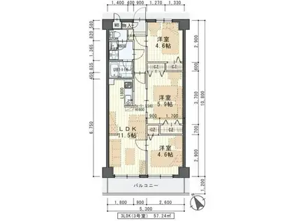 グリシーヌ・S(3LDK/4階)の間取り写真