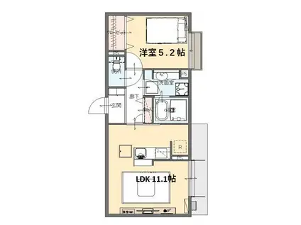 エスポワールタカムラII(1LDK/3階)の間取り写真