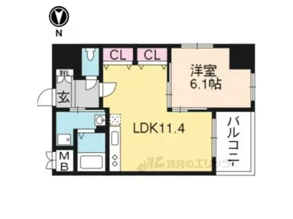 KOTO二条(1LDK/2階)の間取り写真