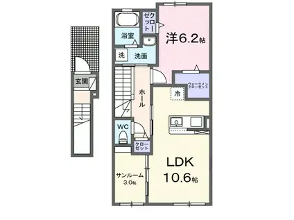 セリーノ・K(1LDK/2階)の間取り写真