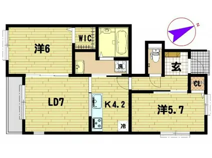 アムール久喜A棟(2LDK/1階)の間取り写真