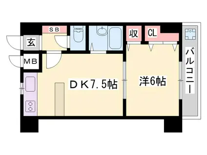 D-スクウェア加古川(1DK/2階)の間取り写真