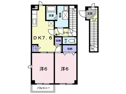 ボヌ・ジュルネI(2DK/2階)の間取り写真