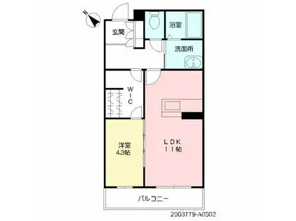 シャーメゾン優蒼の杜 壱番館(1LDK/3階)の間取り写真