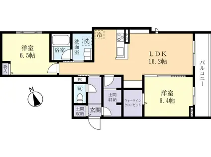 カーサ・フェリーチェさくらの杜(2LDK/3階)の間取り写真