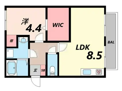 岡崎コーポ(1LDK/3階)の間取り写真