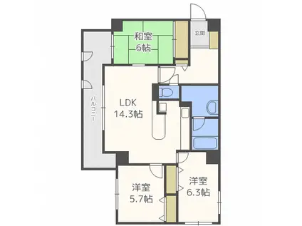 ダイアパレス山の手(3LDK/4階)の間取り写真